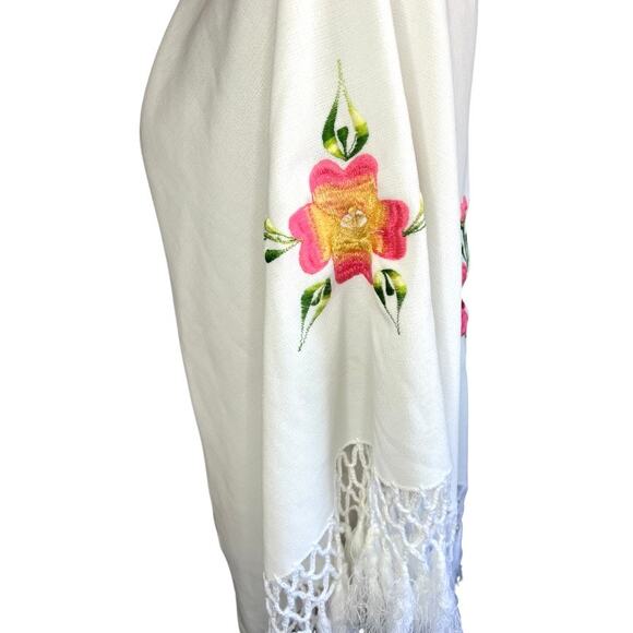 Vintage Artesania Manton De Manila Bordado Embroidered Spanish Shawl floral - Picture 4 of 10